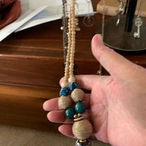 Beaded Boho Necklace with Turquoise & Natural Beads